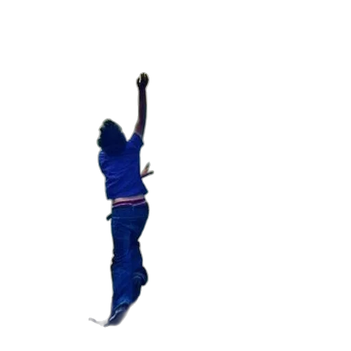 staff, 3d render, pixel art, blue, person, shirt, jeans, jumps transparent PNG cut-out
