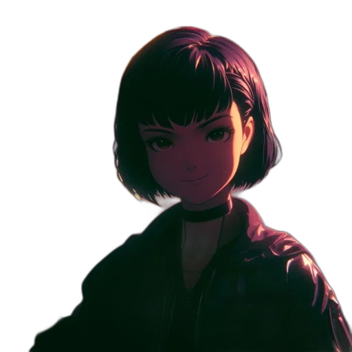 jacket, face, mask, robot, concept art, anime, cyberpunk, 3d render transparent PNG cut-out