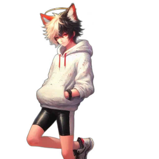 jacket, staff, animal, creature, pixel art, concept art, 3d render, anime transparent PNG cut-out