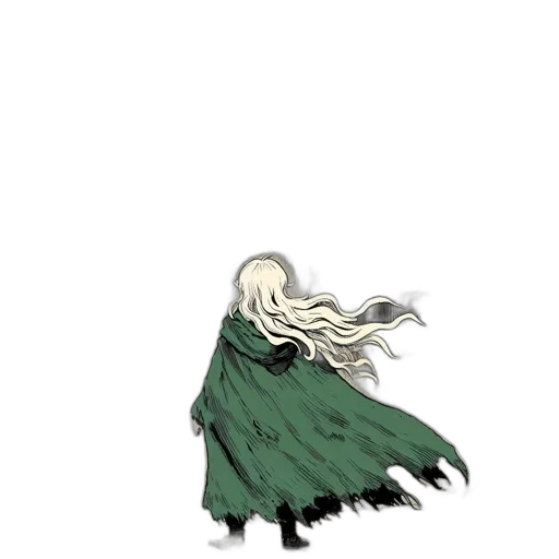dress, hair, creature, mask, concept art, pixel art, comic book art, fantasy art transparent PNG cut-out