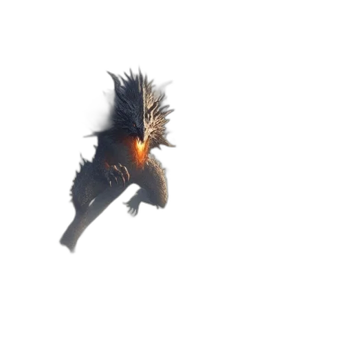 dragon, animal, hair, creature, 3d render, concept art, photorealistic, valiant transparent PNG cut-out