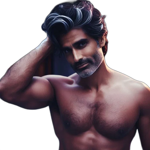 hair, photorealistic, man, defined, features, dark, light, streaks transparent PNG cut-out
