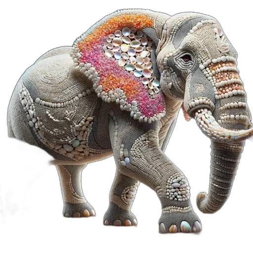 animal, jewelry, photorealistic, concept art, 3d render, elaborate, elephant, sculpture transparent PNG cut-out