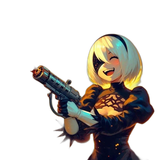 weapon, staff, robot, jacket, concept art, pixel art, cyberpunk, comic book art transparent PNG cut-out