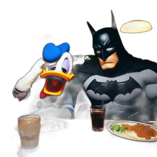 food, comic book art, concept art, 3d render, cartoon, donald, duck, batman transparent PNG cut-out