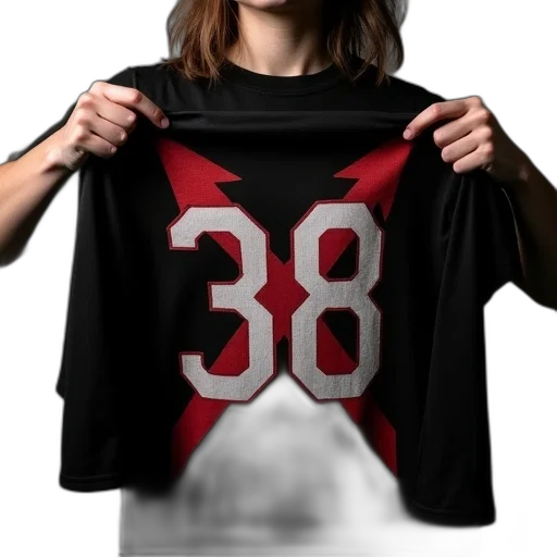 3d render, black, shirt, number transparent PNG cut-out