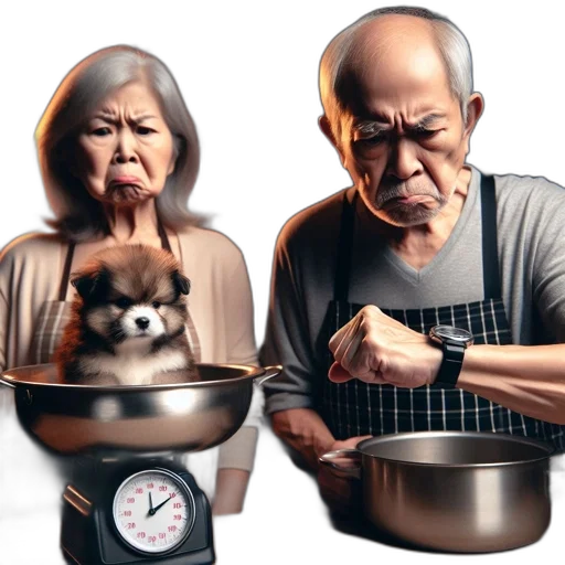 photorealistic, concept art, two, elderly, people, stand, alongside, stove transparent PNG cut-out