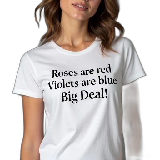 dress, blue, woman, wearing, white, t-shirt, phrase, roses transparent PNG cut-out