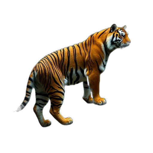 animal, creature, staff, 3d render, concept art, photorealistic, pixel art, tiger transparent PNG cut-out