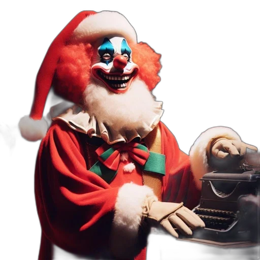 concept art, unconventional, santa, figure, clown, suit, types, desk transparent PNG cut-out