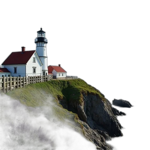 building, photorealistic, 3d render, concept art, fantasy art, fog, beach, picturesque transparent PNG cut-out