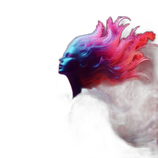 dragon, mask, hair, creature, concept art, fantasy art, 3d render, cyberpunk transparent PNG cut-out