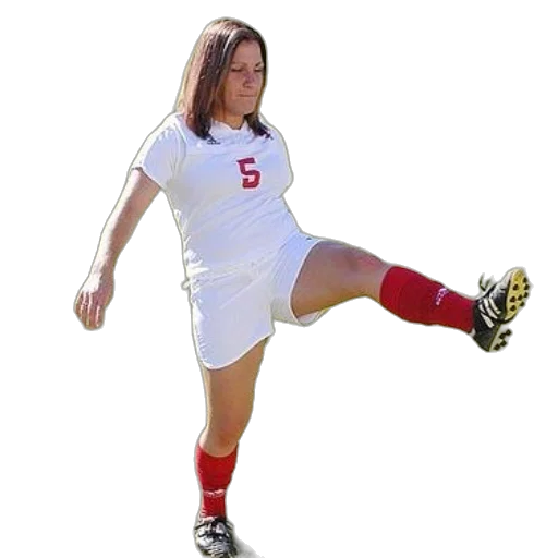 photorealistic, female, soccer, player, white, uniform, number, her transparent PNG cut-out