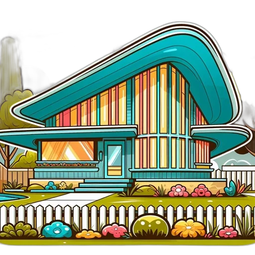 building, concept art, 3d render, cartoon, photorealistic, colorful, pastel, image transparent PNG cut-out