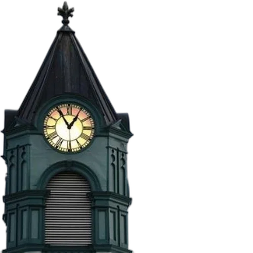 building, 3d render, photorealistic, concept art, pixel art, clock, tower, green transparent PNG cut-out