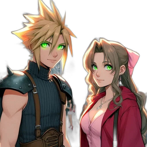 pixel art, anime, concept art, fantasy art, red, green, two, characters transparent PNG cut-out