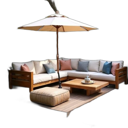 furniture, umbrella, 3d render, photorealistic transparent PNG cut-out