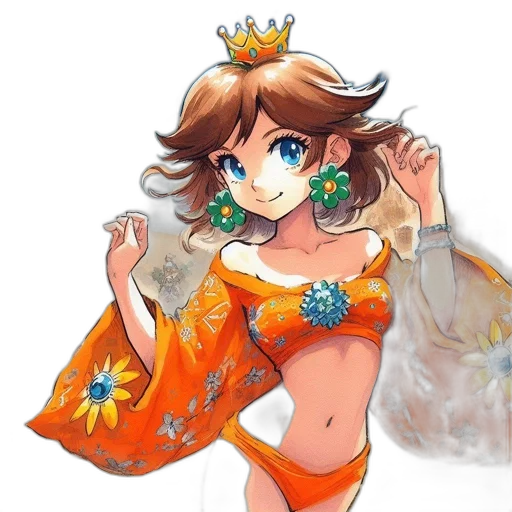 crown, dress, jewelry, flower, concept art, fantasy art, pixel art, anime transparent PNG cut-out
