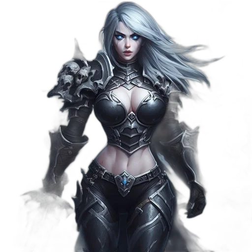 fantasy art, concept art, comic book art, photorealistic, dark, monochrome, blue, armored transparent PNG cut-out
