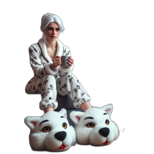 concept art, 3d render, photorealistic, pixel art, woman, leopard-print, pajama, set transparent PNG cut-out