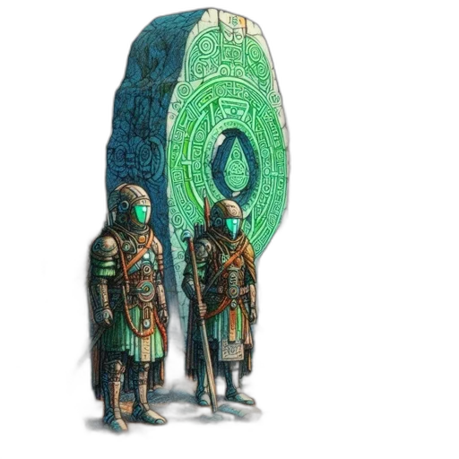 sword, mask, jewelry, concept art, fantasy art, 3d render, outer space, green transparent PNG cut-out