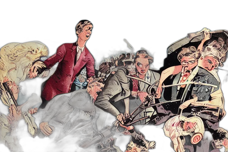 comic book art, concept art, city street, fire transparent PNG cut-out