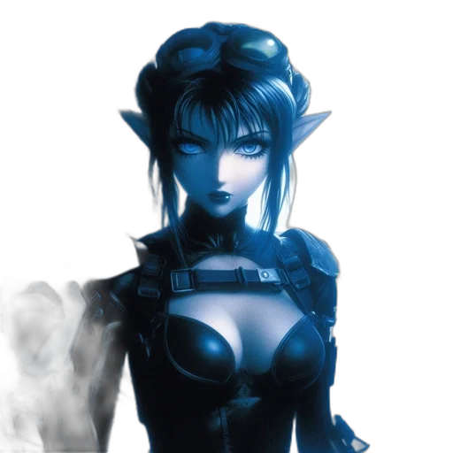 fantasy art, concept art, 3d render, pixel art, blue, dark, animated, character transparent PNG cut-out