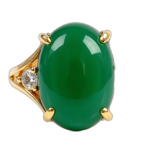 jewelry, crown, green, agate, ring, diamonds, 18kt, gold transparent PNG cut-out