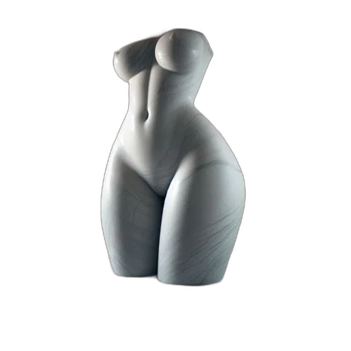 dress, jewelry, bottle, mask, 3d render, elongated, side-profile, female transparent PNG cut-out