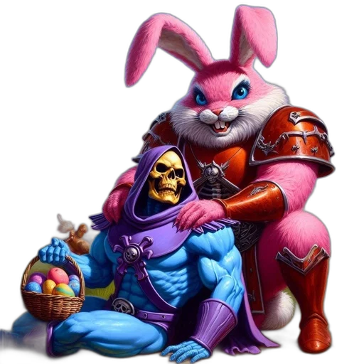 concept art, pixel art, 3d render, comic book art, pink, armored, rabbit, baby transparent PNG cut-out