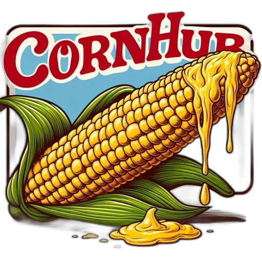 food, crown, illustrated, corn, cob, golden, kernels, dripping transparent PNG cut-out