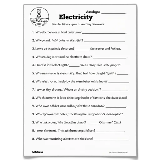 worksheet, fill-in-the-blank, format, topic, electricity, titled, hill-electricity, includes transparent PNG cut-out