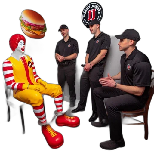 staff, food, robot, concept art, 3d render, life-size, ronald, mcdonald transparent PNG cut-out