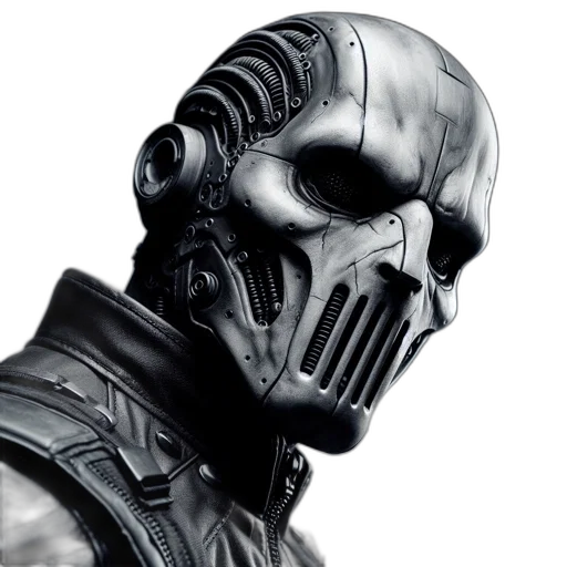 mask, robot, face, comic book art, concept art, photorealistic, 3d render, mechanical transparent PNG cut-out
