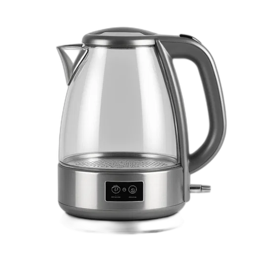 robot, photorealistic, 3d render, modern, electric, kettle, stainless, steel transparent PNG cut-out