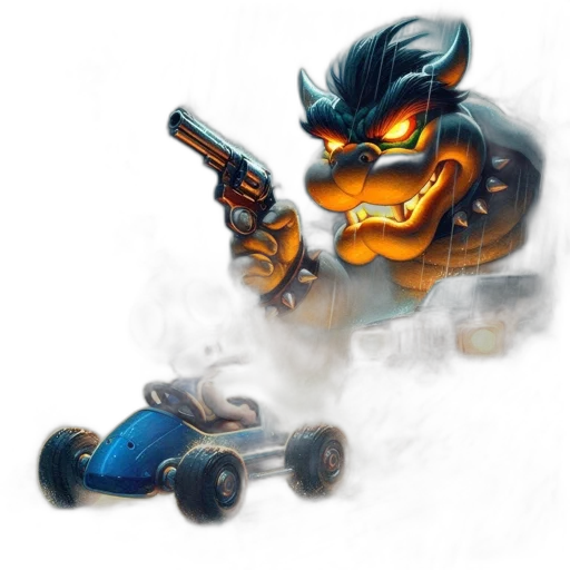 car, weapon, concept art, fantasy art, photorealistic, comic book art, bowser, aims transparent PNG cut-out