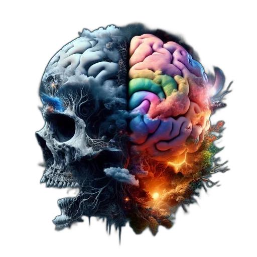face, mask, crown, concept art, photorealistic, 3d render, surrealistic, brain transparent PNG cut-out