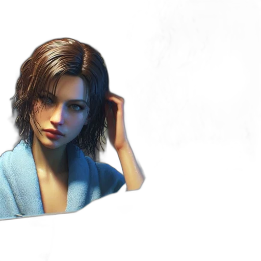 jacket, face, hair, weapon, photorealistic, concept art, 3d render, pixel art transparent PNG cut-out