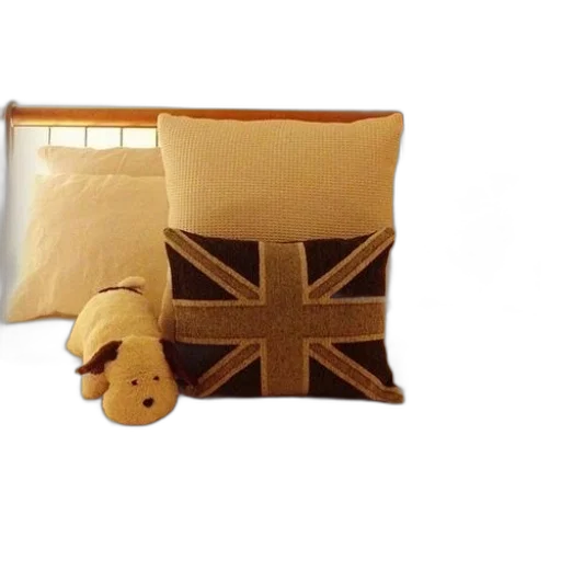 furniture, golden, earth tones, bed, union, jack, pillow, stuffed transparent PNG cut-out