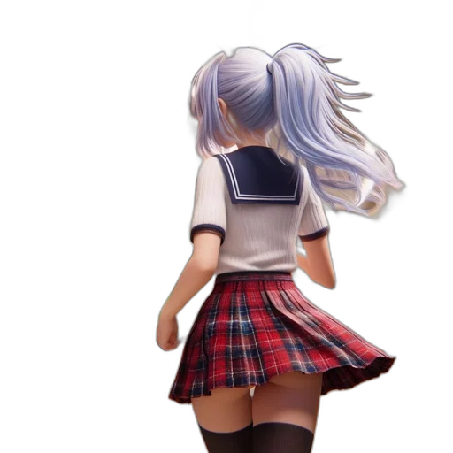 dress, hair, robot, jacket, 3d render, concept art, anime, photorealistic transparent PNG cut-out