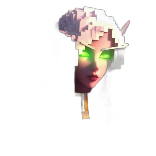 hat, face, crown, staff, pixel art, vaporwave, 3d render, cyberpunk transparent PNG cut-out