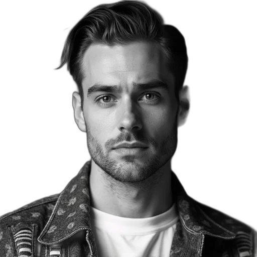 jacket, face, hair, staff, photorealistic, cartoon, pencil sketch, concept art transparent PNG cut-out