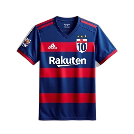 blue, red, striped, soccer, jersey, word, rakuten, front transparent PNG cut-out