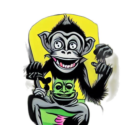concept art, cartoon, comic book art, monkey transparent PNG cut-out