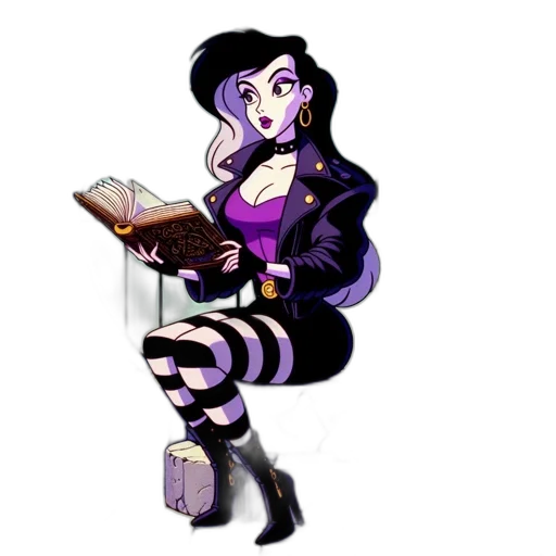 fantasy art, pixel art, cartoon, comic book art, monochrome, dark, animated, female transparent PNG cut-out