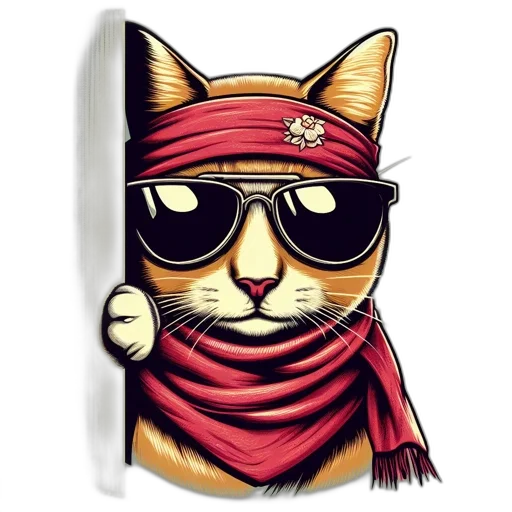 hat, staff, comic book art, cartoon, fantasy art, concept art, illustrated, cat transparent PNG cut-out
