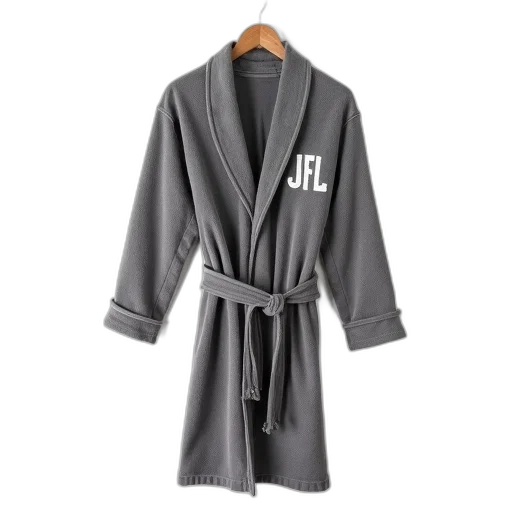 jacket, dress, grey, bathrobe, white, embroidered, monogram, jfl transparent PNG cut-out