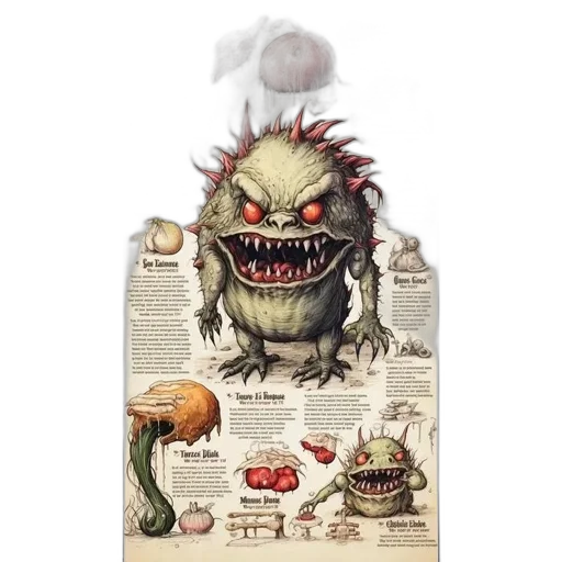 food, creature, dragon, concept art, illustration, various, mushrooms, fantastical transparent PNG cut-out