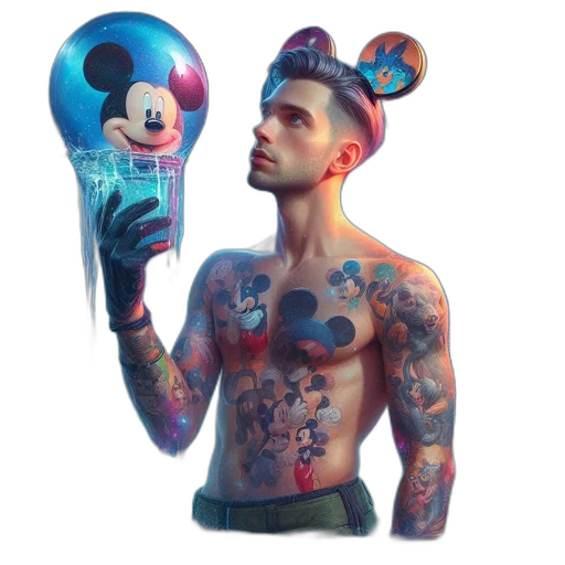 concept art, photorealistic, fantasy art, cartoon, blue, man, mickey, mouse transparent PNG cut-out