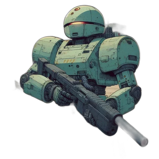 robot, weapon, concept art, pixel art, 3d render, vaporwave, green, pastel transparent PNG cut-out